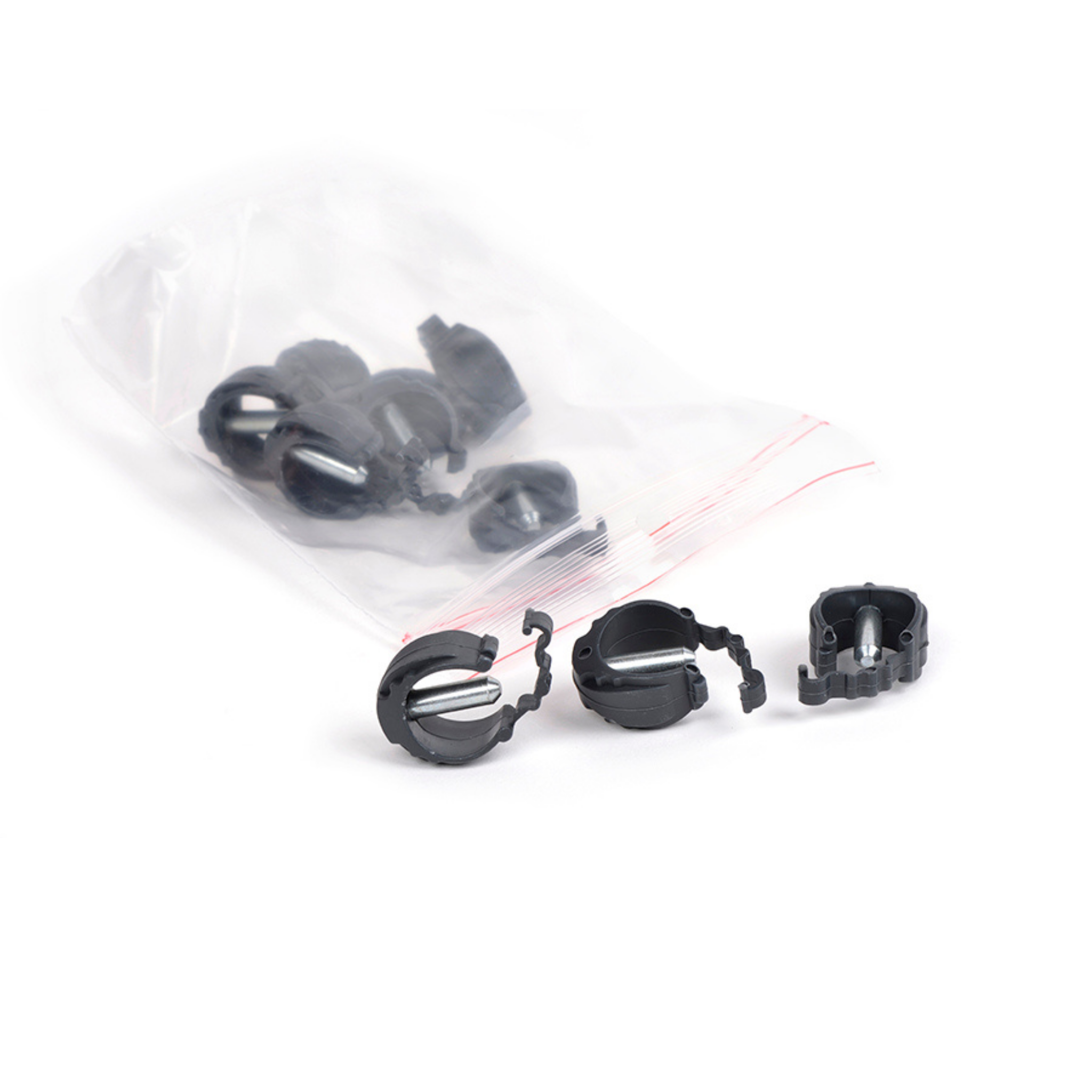 Elbow crutch locking device with safety clip